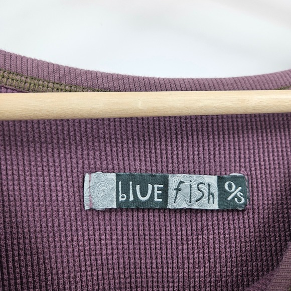 Blue Fish Tunic Dress Purple Waffle Knit Hand Painted Floral Oversized One Size - Picture 7 of 13